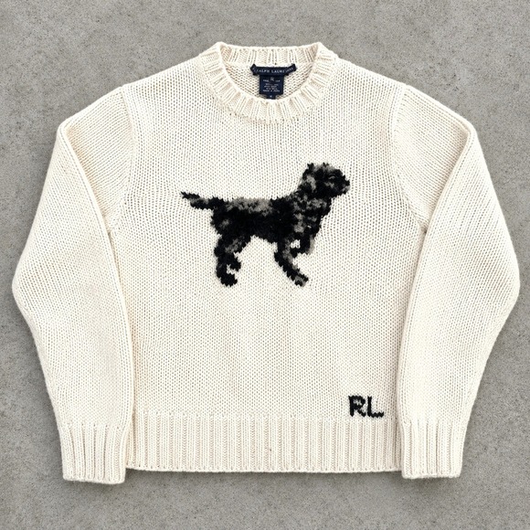 Ralph Lauren Sport Sweaters - Ralph Lauren Sport Cashmere Dog Sweater Size M Women's Cream Vintage Preppy